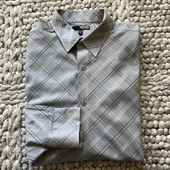Murano Shirts Murano Liquid Cotton Gray Diagonal Stripe Button Down